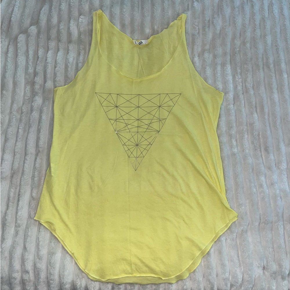 Mango Yellow Graphic Sleeveless Tank Top • Large